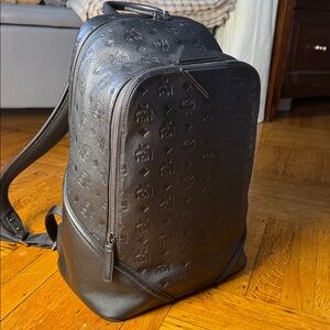 MCM Black Embossed Backpack